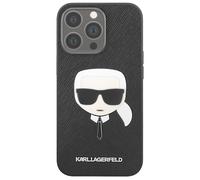 Karl Lagerfeld KLHCP13LSAKHBK Coque pour iPhone 13 Pro / 13 6,1' Noir Saffiano Ikonik Karl's Head
