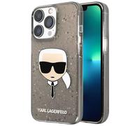 Coque pour Apple iPhone 13 Pro Translucide Pailletée Karl Noir