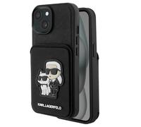 Karl Lagerfeld Coque pour Apple iPhone 15 Plus Saffiano avec porte-cartes Noir