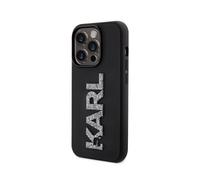 Karl Lagerfeld Coque 3D Rubber Glitter Logo – Noir pour iPhone 15 Pro