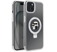 Étui Karl Lagerfeld pour iPhone 15 6.1 blanc étui rigide Ring Stand Karl&Choupettte MagSafe