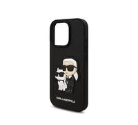 Coque pour iPhone 16 Pro Design Saffiano Karl et Choupette Noir