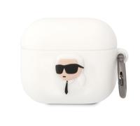 Karl Lagerfeld Coque Silicone Apple Pods 3 Karl Head 3D Luxe Antichoc Blanc