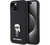 Karl Lagerfeld Coque silicone liquide métal Ikonik iPhone 15 noir