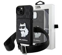 Karl Lagerfeld Crossbody NFT Saffiano Monogram Choupette - Coque iPhone 14 (Noir)