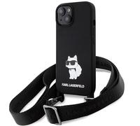 Karl Lagerfeld Crossbody Silicone Choupette Case pour Iphone 15 - Noir