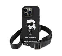 Karl Lagerfeld Crossbody silicone Ikonik Hardcase KLHCP15SSCBSKNK, Noir - iPhone 15