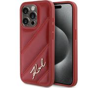 Karl Lagerfeld Diagonal Quilted Script Case pour Iphone 15 Pro Max - Rouge
