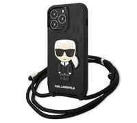 Karl Lagerfeld Écusson en Cuir Monogramme et Cordon Iconik - Coque pour iPhone 13 Pro