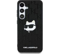 Karl Lagerfeld en cuir monogramme Pin Logo Choupette tête - Samsung Galaxy S25 cas (noir)