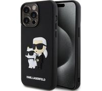 Karl Lagerfeld, Étui de protection 3D Rubber Karl & Choupette Apple iPhone 15 Pro, Noir