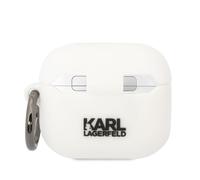 Karl Lagerfeld, étui en silicone AirPods 3 Karl Head 3D luxe antichoc, blanc