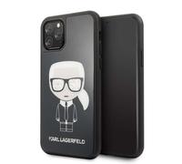 Karl Lagerfeld Étui en verre trempé à double couche de paillettes pour iPhone 11 Pro (Noir)