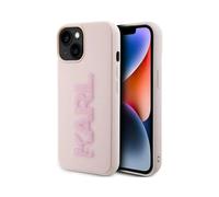 Karl Lagerfeld Étui logo 3D en caoutchouc scintillant, rose - iPhone 15 Plus