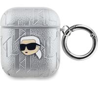 Étui pour AirPods 1 / 2 Monogramme avec Motif Karl Head Embossé Karl Lagerfeld Argent
