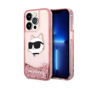 Karl Lagerfeld Étui pour casque Choupette à paillettes liquides, rose - iPhone 14 Pro