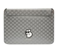 KARL LAGERFELD Étui Saffiano Monogramme Choupette Argent 14" pour tablettes et ordinateurs portables, utilisation quotidienne, voyage, environnement professionnel