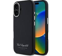 Karl Lagerfeld, Étui structuré pour iPhone 16 Hotel RSG aspect cuir, noir