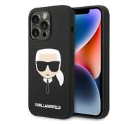Karl Lagerfeld Coque pour iPhone 14 Pro Silicone Gel Bords Rehaussés Noir