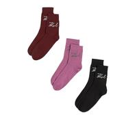 KARL LAGERFELD Femme K/Signature Logo Sock (3 Pack) Vin/Rose/Noir 35-38