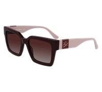 Karl Lagerfeld Femme KL6057S 605 Lunettes de soleil Acétate Bordeaux Marron Carré Normale Photochromatique