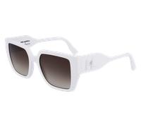 Karl Lagerfeld Femme KL6098S 105 Lunettes de soleil Animal de compagnie recyclé Blanc Marron Carré Normale Normale
