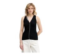 Karl Lagerfeld - Gilet en maille sans manches à bord contrastant - Femme - Tops - Noir - Taille: 40 FR
