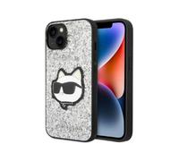 Karl Lagerfeld Glitter Choupette Patch Case, Argent - iPhone 14