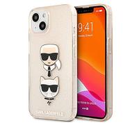 Karl Lagerfeld Glitter Karl & Choupette Head - Coque pour iPhone 13 Mini (Or)