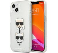 Karl Lagerfeld Glitter Karl & Choupette Head - Housse pour iPhone 13 mini (argent)