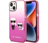 Karl Lagerfeld Gradient Ikonik Karl & Choupette - Coque pour iPhone 14 Plus (rose)