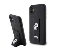 Karl Lagerfeld Gripstand Saffiano Karl & Choupette Pins - Coque iPhone 11 (noir)