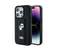 Karl Lagerfeld Gripstand Saffiano Karl & Choupette Pins Étui, Noir - iPhone 14 Pro Max