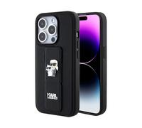 Karl Lagerfeld Gripstand Saffiano Karl & Choupette Pins Étui, Noir - iPhone 15 Pro Max