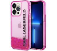 Karl Lagerfeld Hard Case Liquid Glitter Elong Apple iPhone 14 Pro Case Housse de protection rose