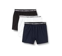 KARL LAGERFELD Homme Short Boxer Tissé avec Logo Karl (Lot de 3), Noir/Blanc/Marine, L