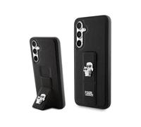 Karl Lagerfeld KLHCS23FEGSAKCPK Coque de protection rigide pour S23 FE S711 avec support antidérapant Saffiano Karl & Choupette Noir