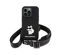 Étui Karl Lagerfeld pour iPhone 15 6.1 étui rigide noir Crossbody Silicone Choupette