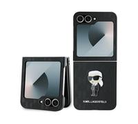 Karl Lagerfeld Housse KLHCZF6SAPKINPK Saffiano Monogram Ikonik Pin Noir - Galaxy Z Flip6