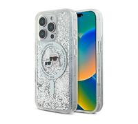 Coque pour iPhone 16 Pro - Liquid Glitter MagSafe (KLHMP16LLLLGKCSGH) - Tête Karl&Choupette Transparente