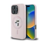 Karl Lagerfeld Housse Silicone Karl & Choupette Heads Ring Rose - iPhone 16 Pro Max