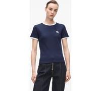 Karl Lagerfeld Ikon Patch Slim Fit Rib Tshirt Evening Blue Taille: M | Chemises Outlet | Femme | Bleu