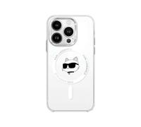 Karl Lagerfeld IML Imprimé Logo Choupette Tête MagSafe Compatible Coque pour iPhone 16 Series (Blanc, iPhone 16 Plus)