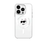 Karl Lagerfeld IML Metal Choupette Housse de tête avec MagSafe - iPhone 16 Pro Max, Blanc