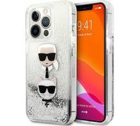 Karl Lagerfeld, iPhone 13 Pro étui paillettes flottant dur, argent