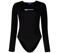 KARL LAGERFELD JEANS Femme Body À Manches Longues Col Ras du Cou, Coupe Moulante, Noir, L