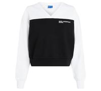 Karl Lagerfeld Jeans Femme Regular Blocked V Neck Sweatshirt White/Black XL