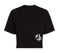 KARL LAGERFELD JEANS, Femme, T-Shirt Court À Manches Courtes avec Monogramme, Coupe Standard, Noir, L