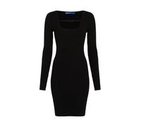 KARL LAGERFELD JEANS Femme Robe en Maille À Manches Longues avec Logo Coupe Moulante, Noir, L