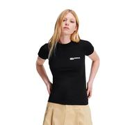 Karl Lagerfeld Jeans, Femme, T-Shirt Slim À Manches Courtes Essentail Avec Petit Logo, Coupe Slim, Noir, S
